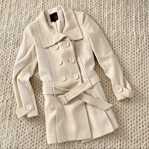 Guess cream double breasted wool coat